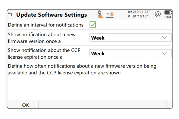 Define the frequency of the new firmware version and CCP expiration notifications