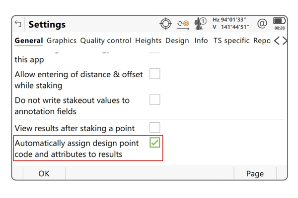 Option to use a design point code and attributes for coding points created in the Stake to line or Measure to line apps